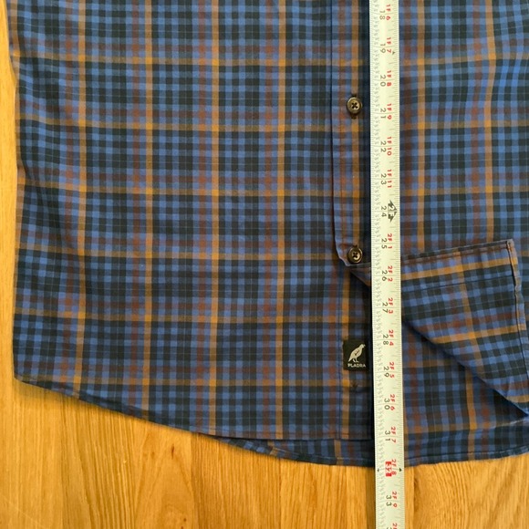 Pladra Blue Brown Plaid Shirt Men's Large Stretch Cotton Outdoor Button Up - Picture 6 of 6